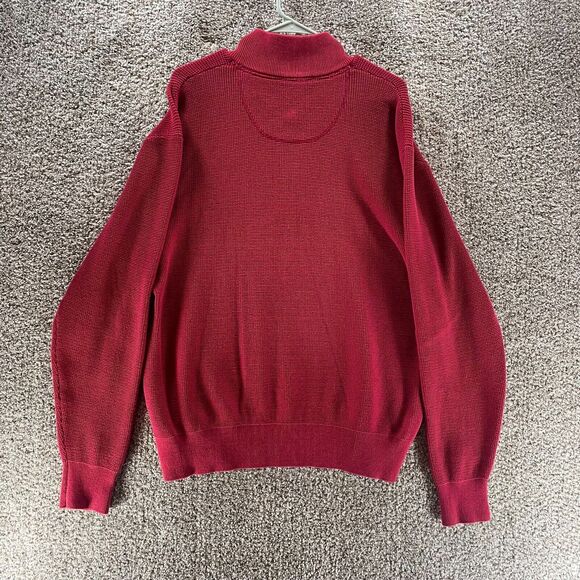 Vintage Orvis Sweater Mens Extra Large Red Quarter Zip Elbow Patches Waffle Knit - Picture 9 of 12